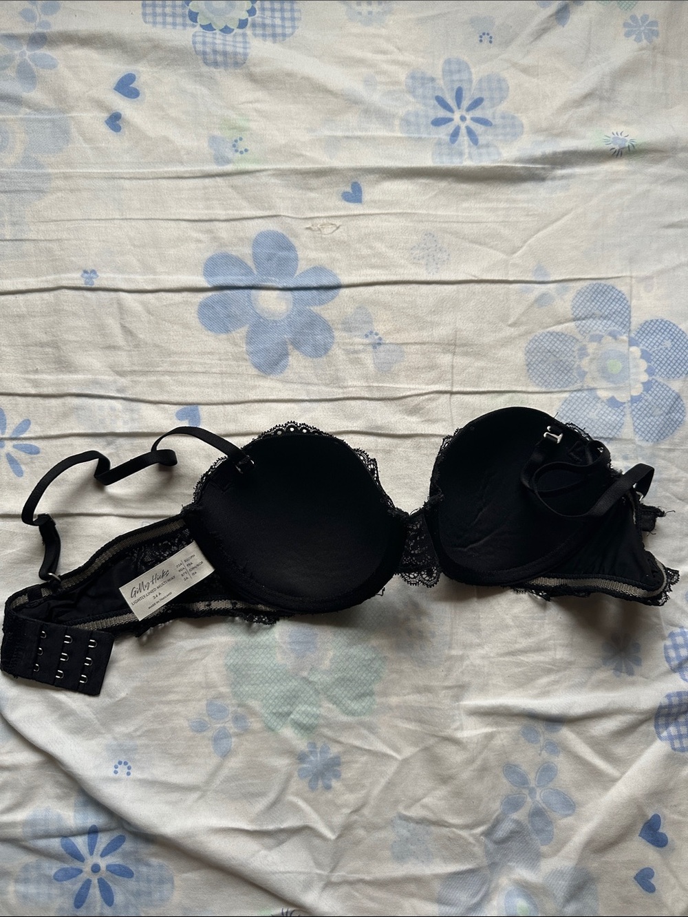 Gilly Hicks Black Lace Underwire Push-Up Bra with Adjustable/Removable Straps